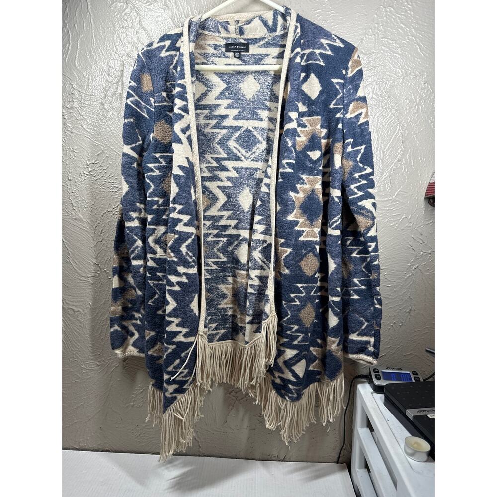 Lucky Brand Women's Geometric Aztec Open Wrap Cardigan Sweater Size‎ Medium